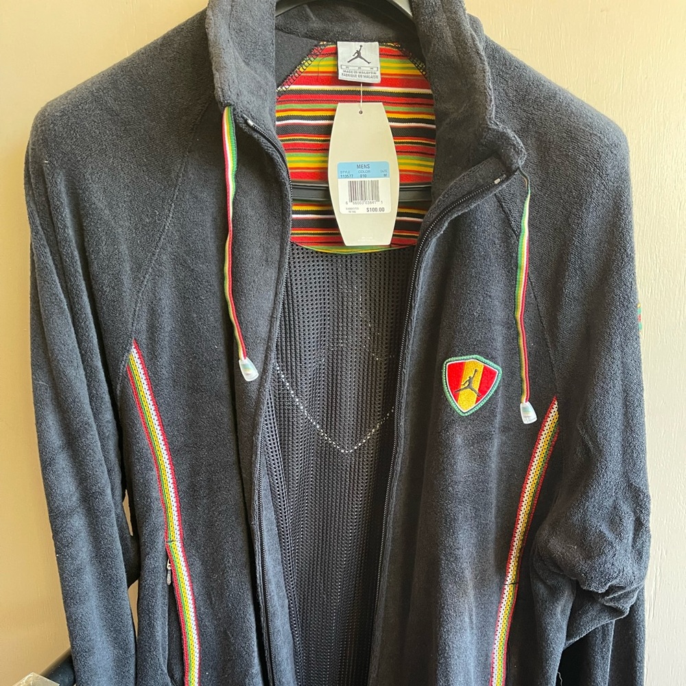 NIKE AIR JORDAN 14 JACKET DARK-GRAY/MULTI-COLOR MADE FROM 100% SOFT COTTON SZ MD